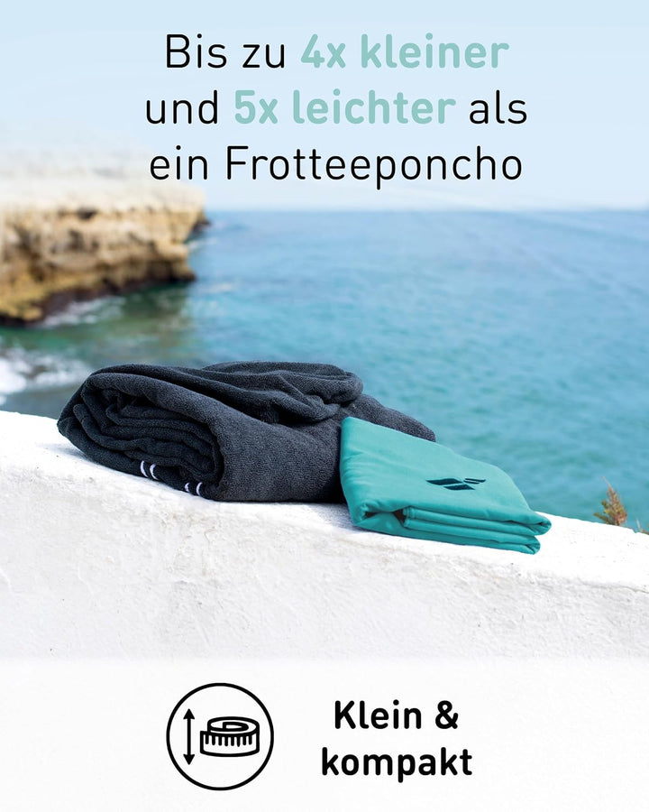 Fit-Flip Strandponcho für Erwachsene mit Kapuze schnelltrocknend | kompakt und ultraleicht, Badeponc