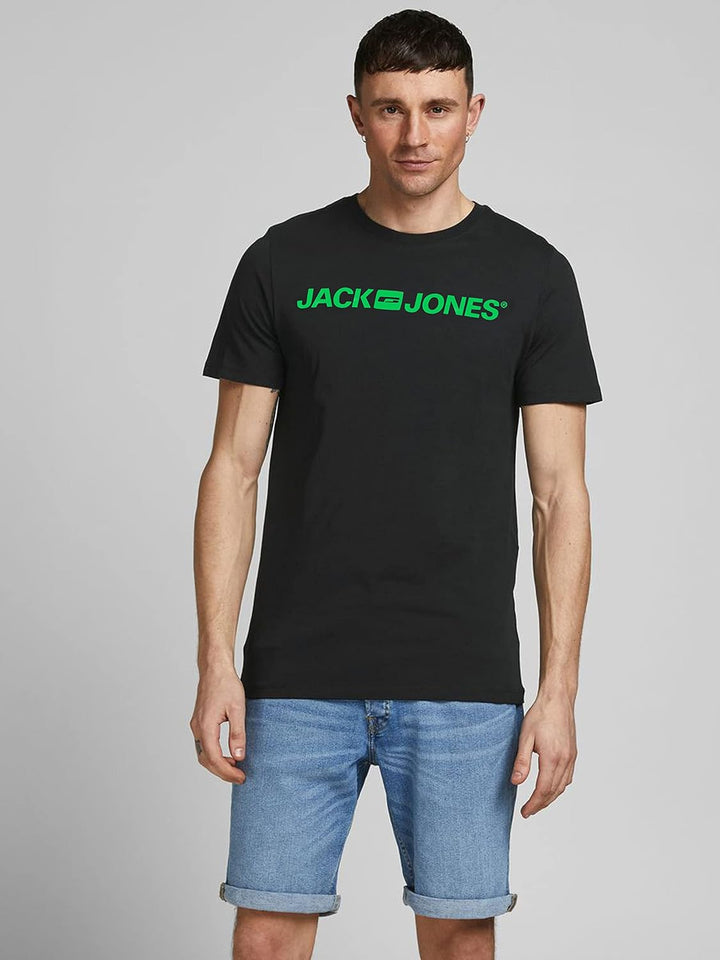 JACK & JONES Herren Jjecorp Logo Tee Ss Crew Neck T-Shirt (2er Pack) XS 3er Pack (2x Schwarz, 1x Grü
