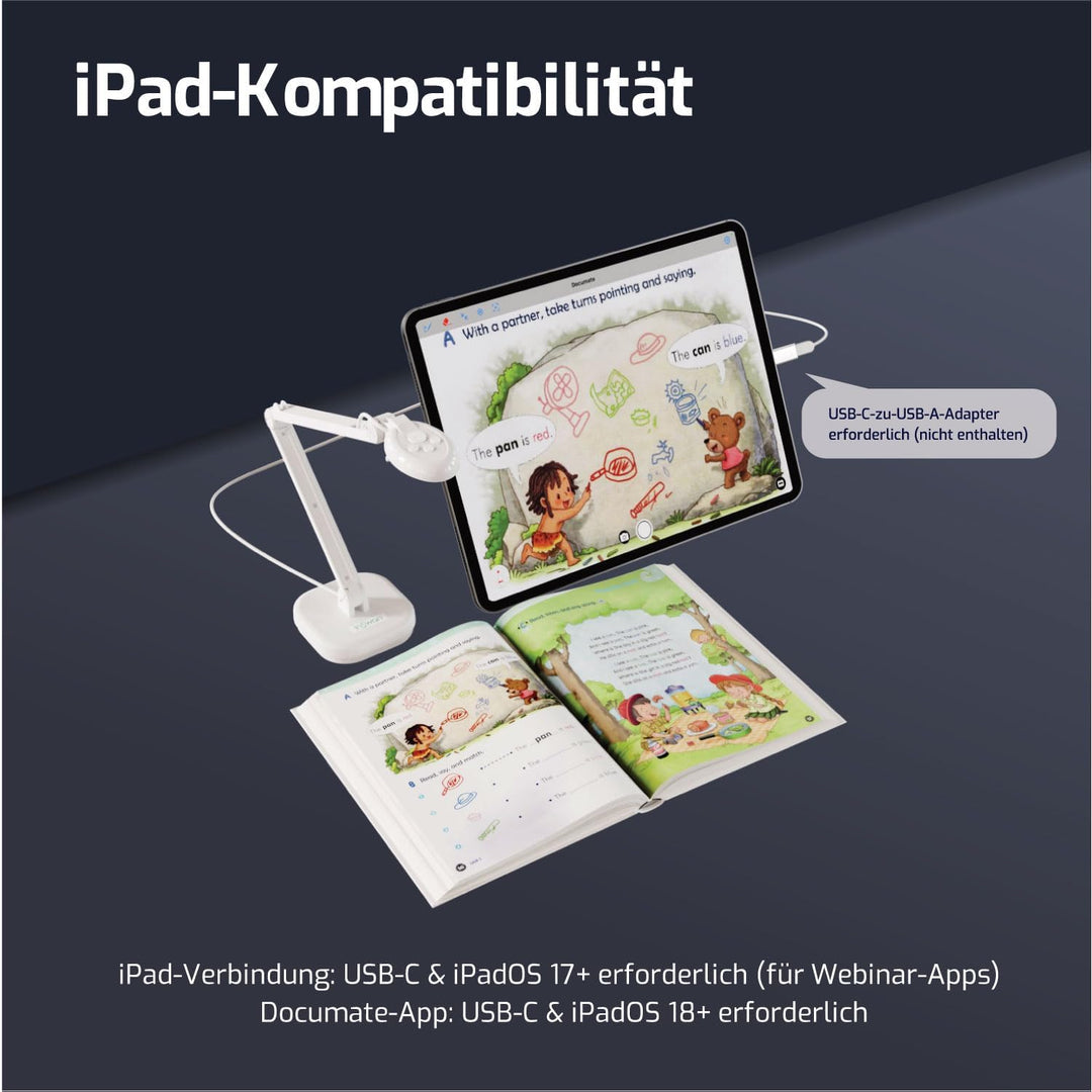 INSWAN INS-2 13MP 4K USB Dokumentenkamera & Visualizer – Ultra HD, A3-Format, Autofokus, LED, Mikrof