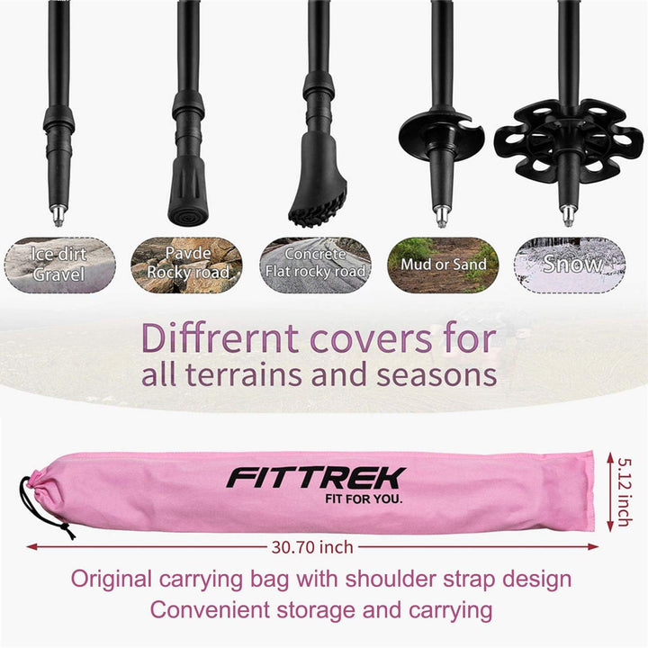 FitTrek Wanderstöcke Kork - Walking Stöcke - Trekkingstöcke Teleskop - Nordic Walking Stock Verstell