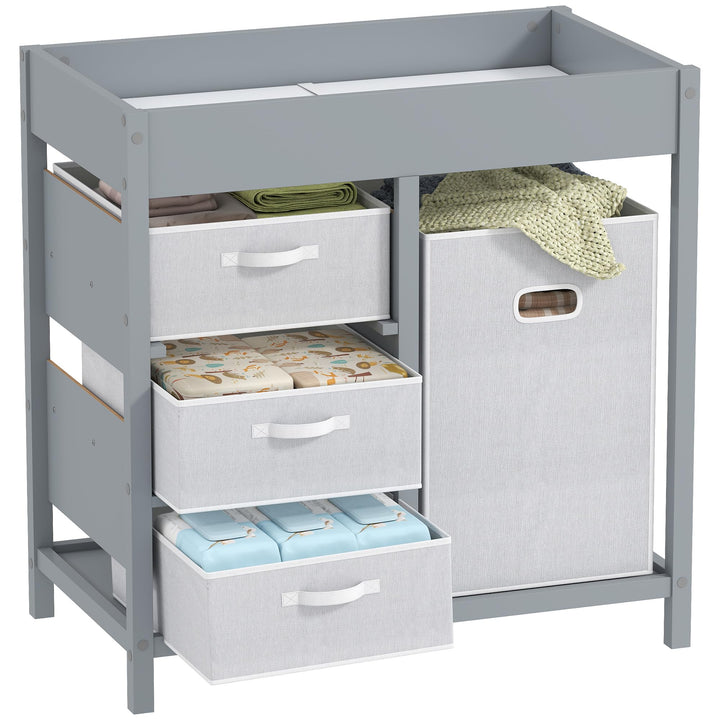 AIYAPLAY Wickeltisch mit 4 Schubladen, Wickelkommode für 0-12 Monate (max. 11kg), mit Matte, Säuglin