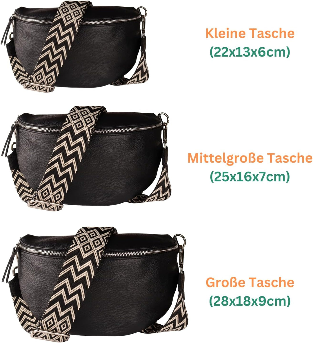 MIRROSI® Bauchtasche Damen, Echtleder, Made in Italy, Umhängetasche, Brusttasche, Crossbody Bag (1 T