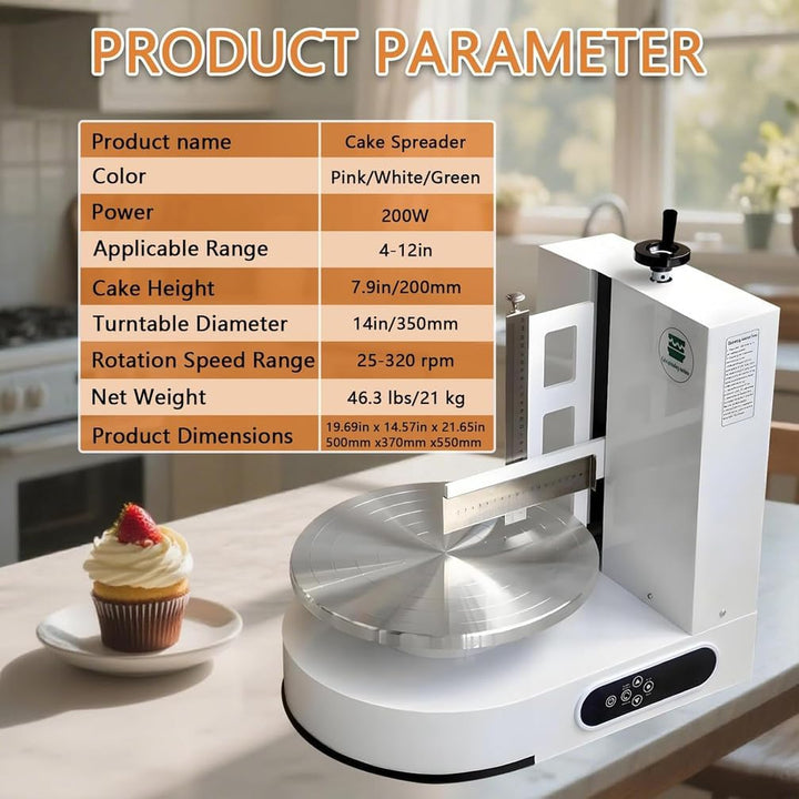 Einstellbare Tortencremestreichmaschine Automatisch Verstellbarer Tortenglätter für 4-12 Zoll Kuchen