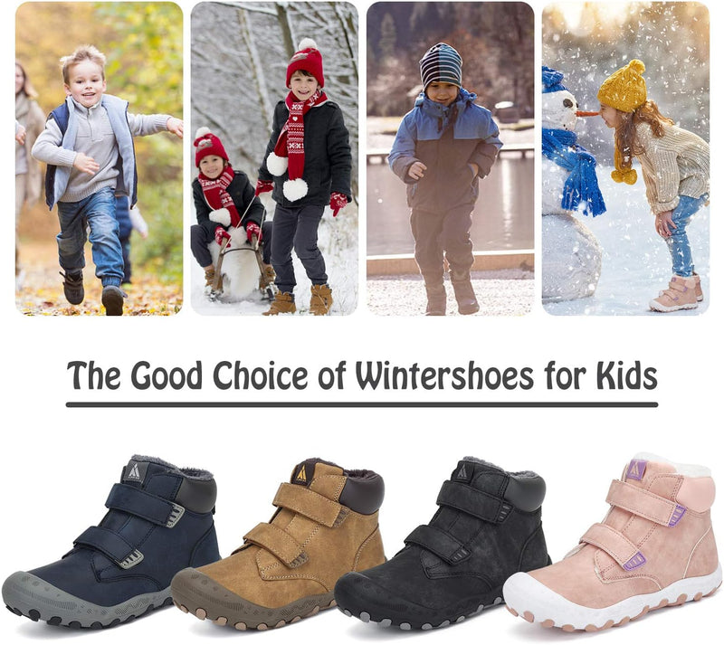 Mishansha Kinder Winterschuhe Gefüttert Winterstiefel für Jungen Mädchen Gr.24-38 28 EU Schwarz, 28