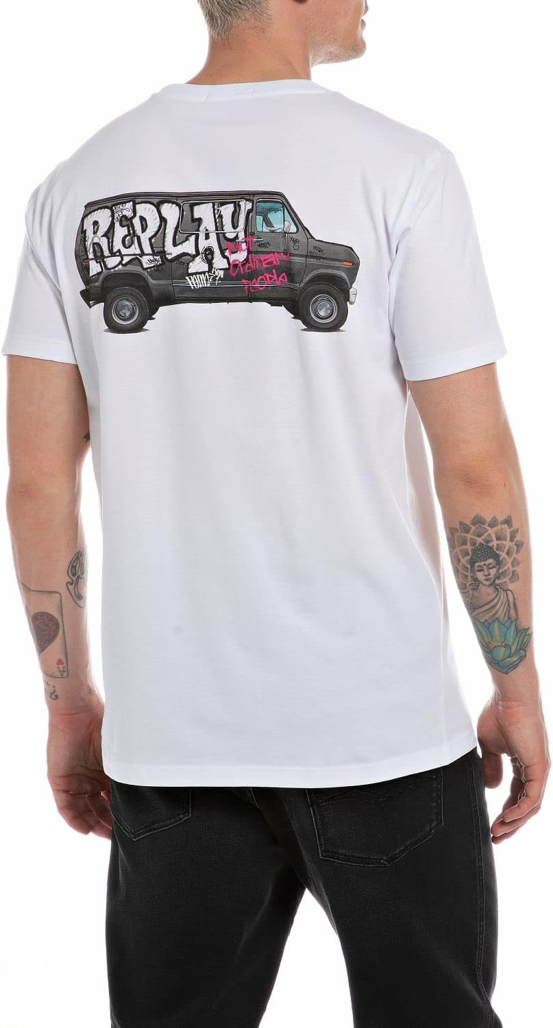 Replay Herren T-Shirt M Optical White 001, M Optical White 001