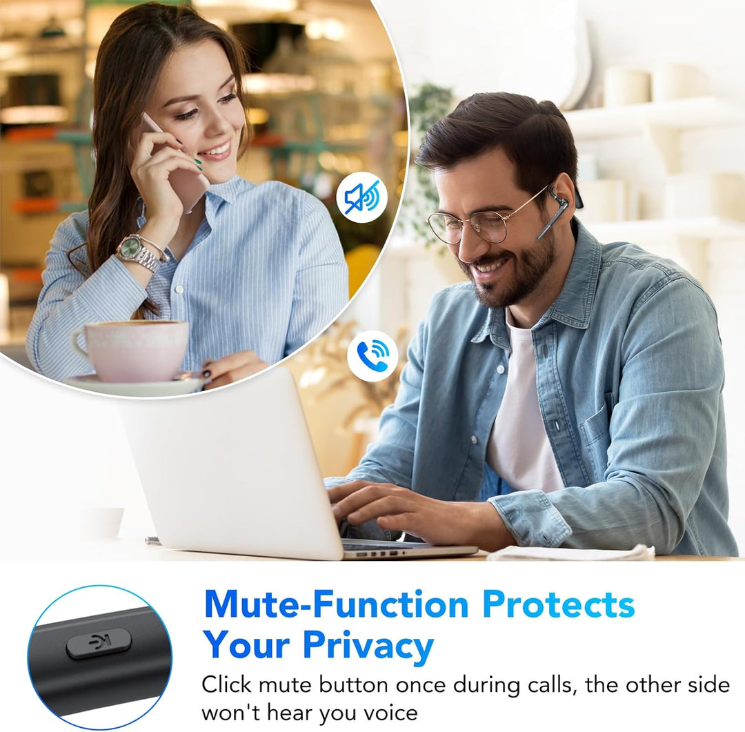 Bluetooth Headset V5.3, 60Hrs Freisprecheinrichtung Wireless Headset mit Dual Geräuschunterdrückung