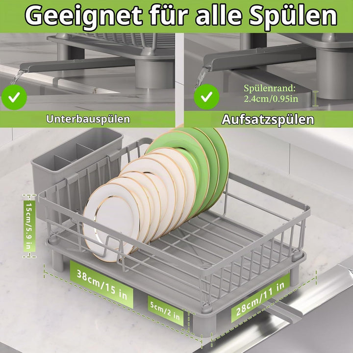 Abtropfgestell Geschirr Klein,Geschirrabtropfgestell mit Abtropfschale,Edelstahl Geschirr Abtropfstä