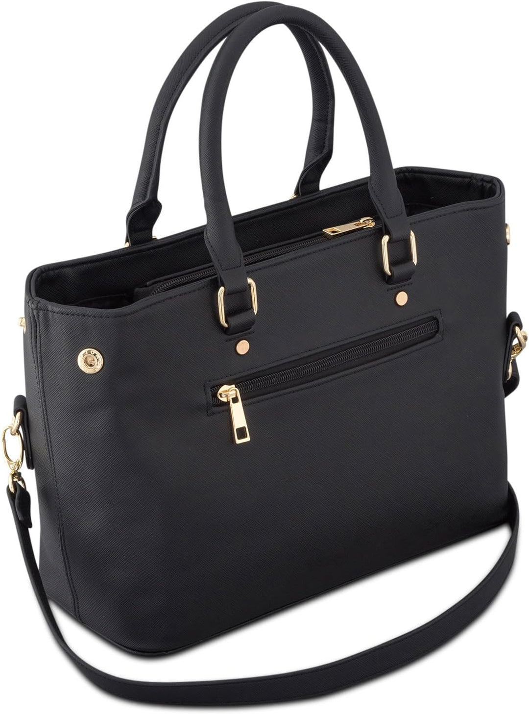 Expatrié Handtasche Damen Schwarz Julie Henkeltasche aus veganem Leder - PU Ledertasche Schultertasc