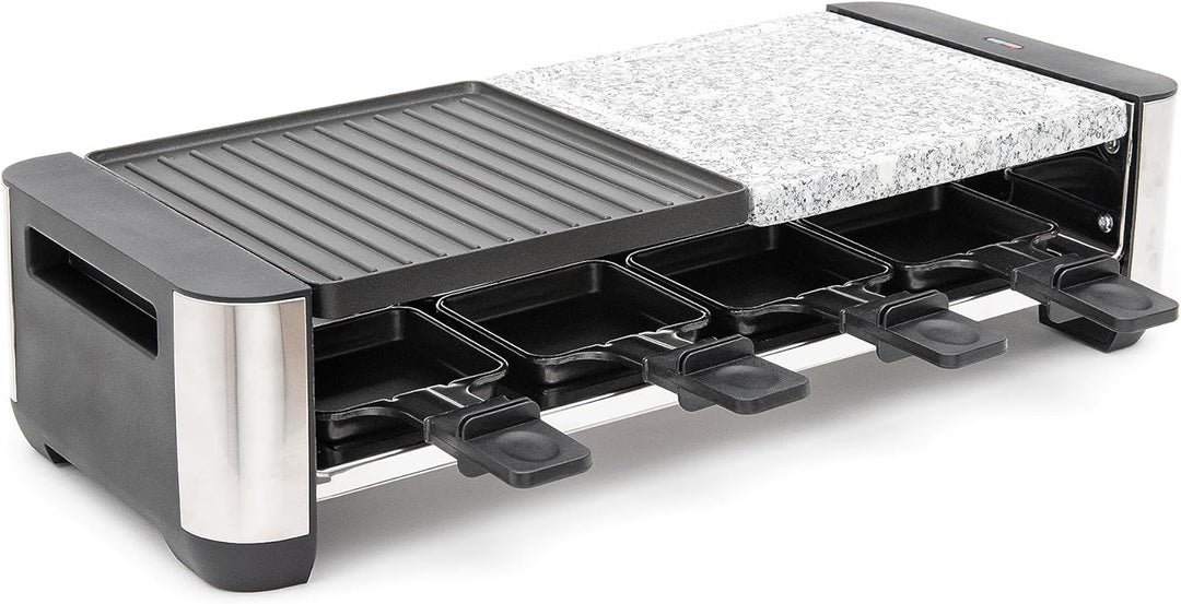 FRITEL RSG 3280 Raclette Steingrill - 2 in 1 Backblech - Steingrill und Raclette-Funktion - Wendegri