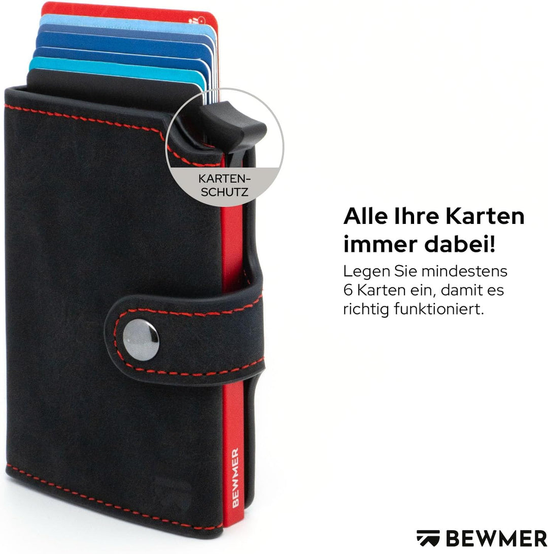 BEWMER 2 Shielded | Herren und Damen Slim Wallet mit RFID-Schutz Anti-Cloning | Kartenetui mit Münzf
