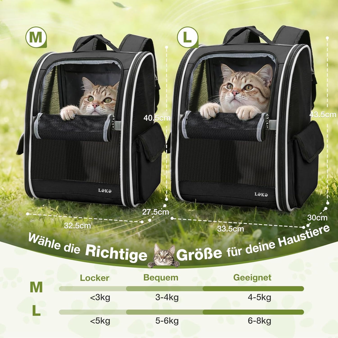Lekesky Katzen Rucksack Hunderucksack für Mittel/Kleine Haustiere(2-10KG), KatzenRucksack mit Netzfe