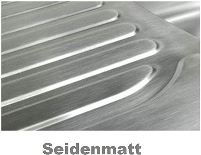 VBChome Einbauspüle mit Armatur 58x48 Satinstruktur Rechts Edelstahl Küchenspüle Spüle Ablagefläche