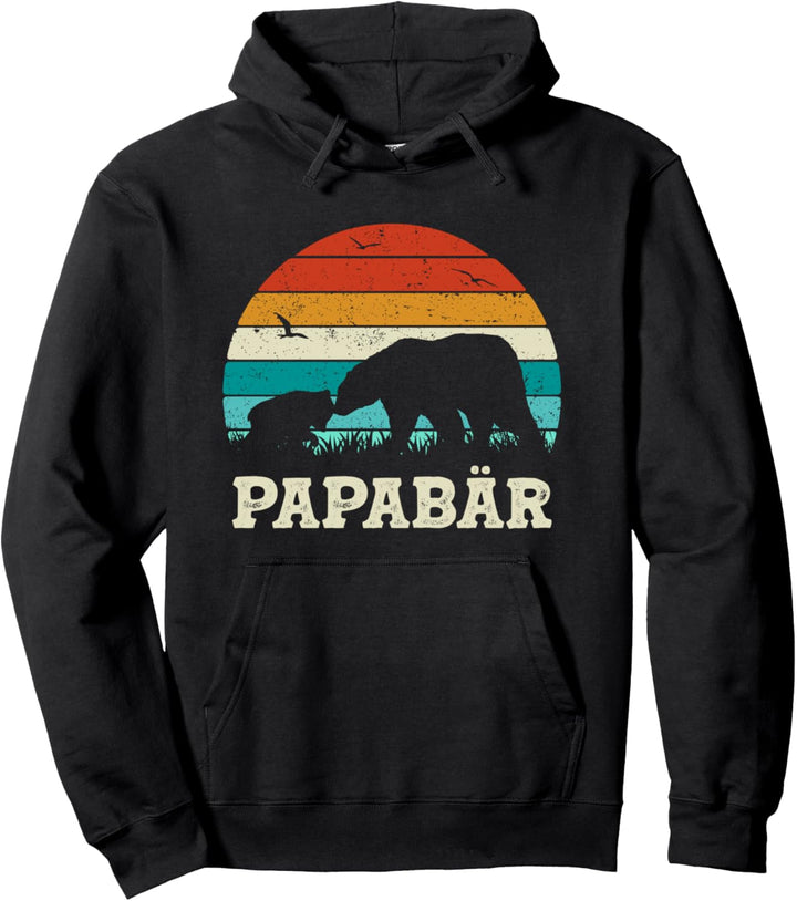 Retro Vater Baby Sohn Tochter Bär Papa Vatertag Pullover Hoodie