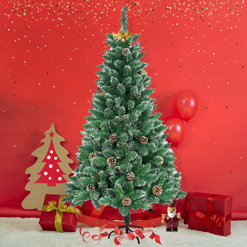 LARS360 180cm Künstlicher Weihnachtsbaum, Christbaum Tannenbaum Grüne PVC mit Schnee-Effekt, Christb