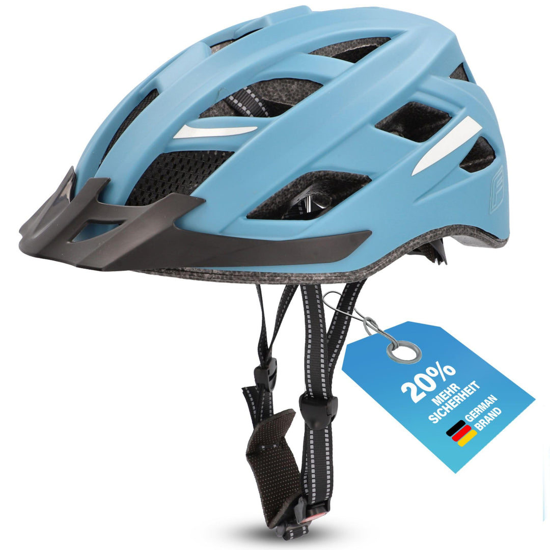 FISCHER Erwachsene Fahrradhelm Urban Plus Chicago Radhelm, Cityhelm mit integriertem LED-Rücklicht,