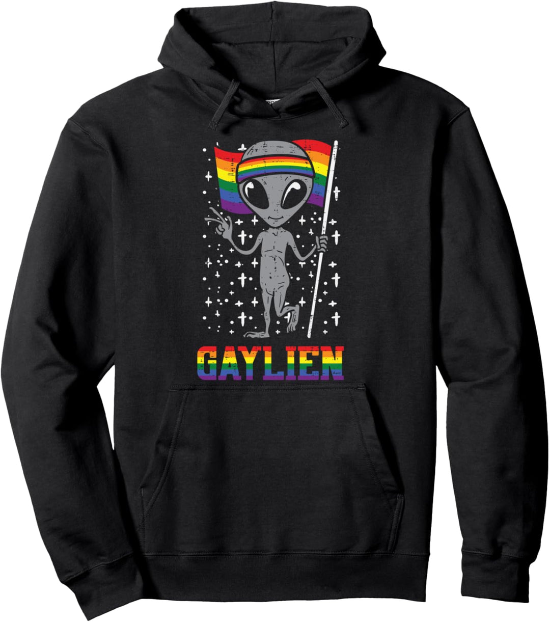 Gaylien Rainbow Flag Gay Alien Funny ET Space LGBTQ Pride Pullover Hoodie