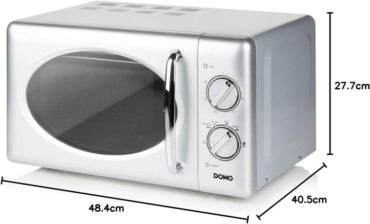 DOMO DO3025 Freistehend Retro Mikrowelle - 6 Leistungsstufen - Mechanische Bedienung - Mit Timer bis
