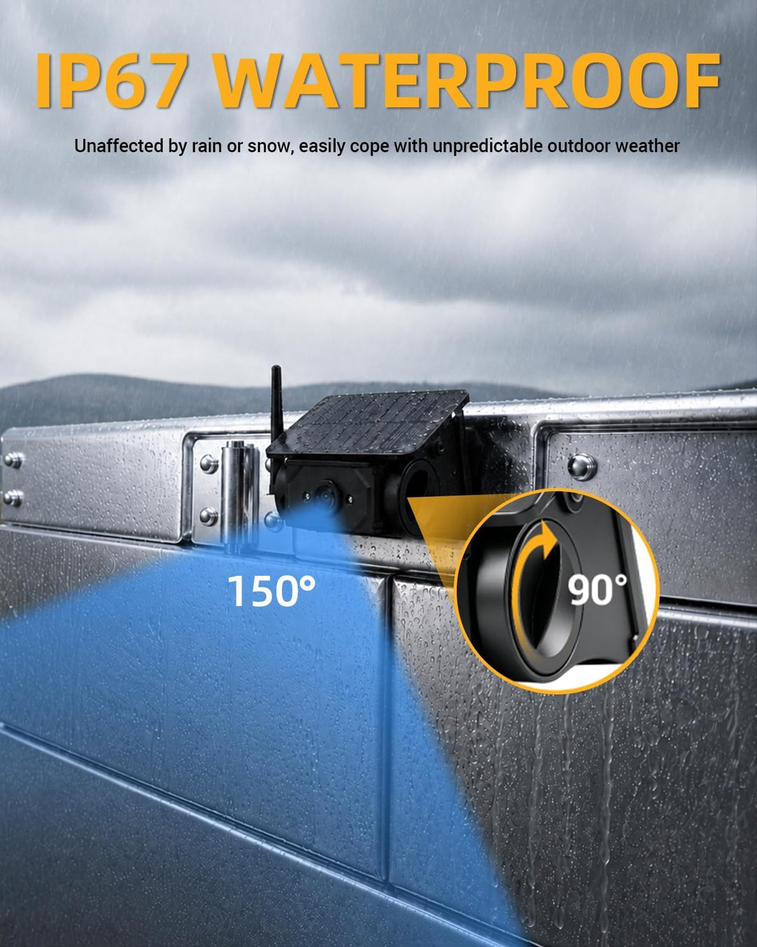 Solar Magnetische WLAN HD Rückfahrkamera 9600mAh 1080P IP67 LKW Nur Kamera, Nur Kamera