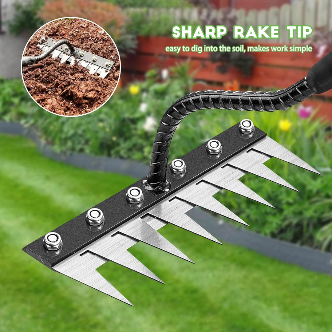 Gartenrechen,8 Teeth rechen,Mehrzweck Garten Unkraut Werkzeug,Gartenrechen aus Metall, Eisenrechen f