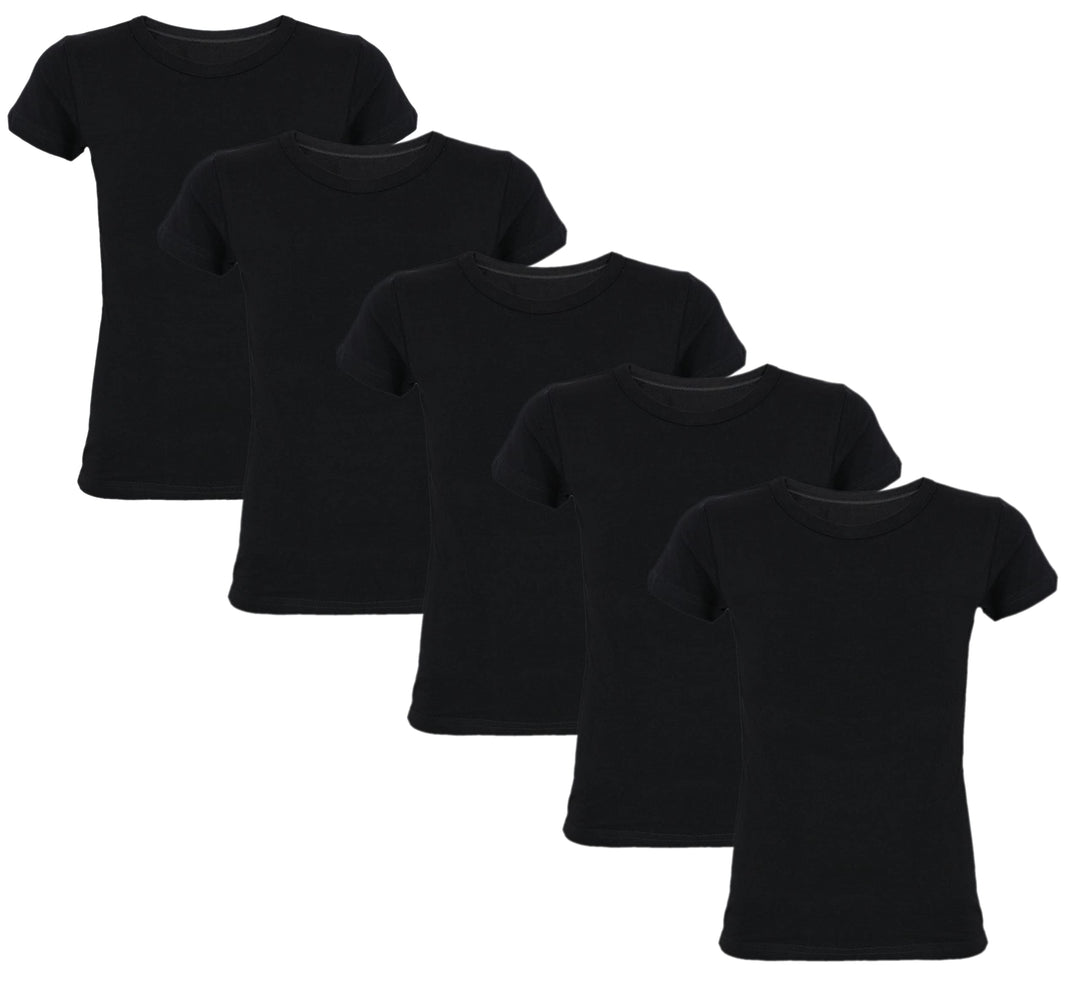 TupTam Kinder Jungen Unterhemd Basic T-Shirts Kurzarm 5er Pack 116-122 Schwarz, 116-122 Schwarz