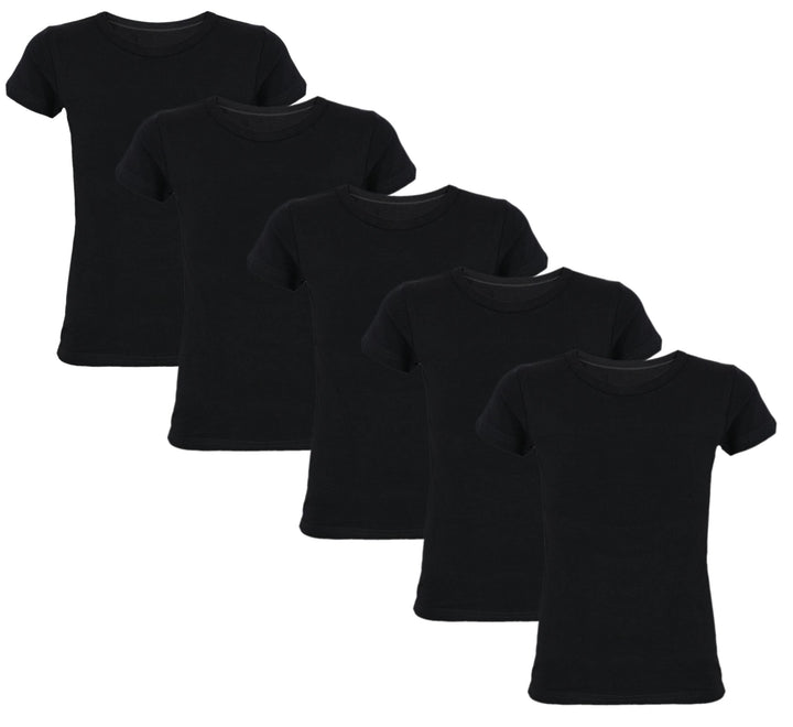 TupTam Kinder Jungen Unterhemd Basic T-Shirts Kurzarm 5er Pack 116-122 Schwarz, 116-122 Schwarz