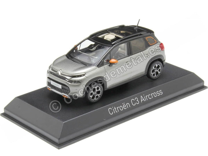 Norev 155336 Citroen C3 Aircross 2021-Platinium Grey & Black Roof & Orange Deco Miniaturauto aus der