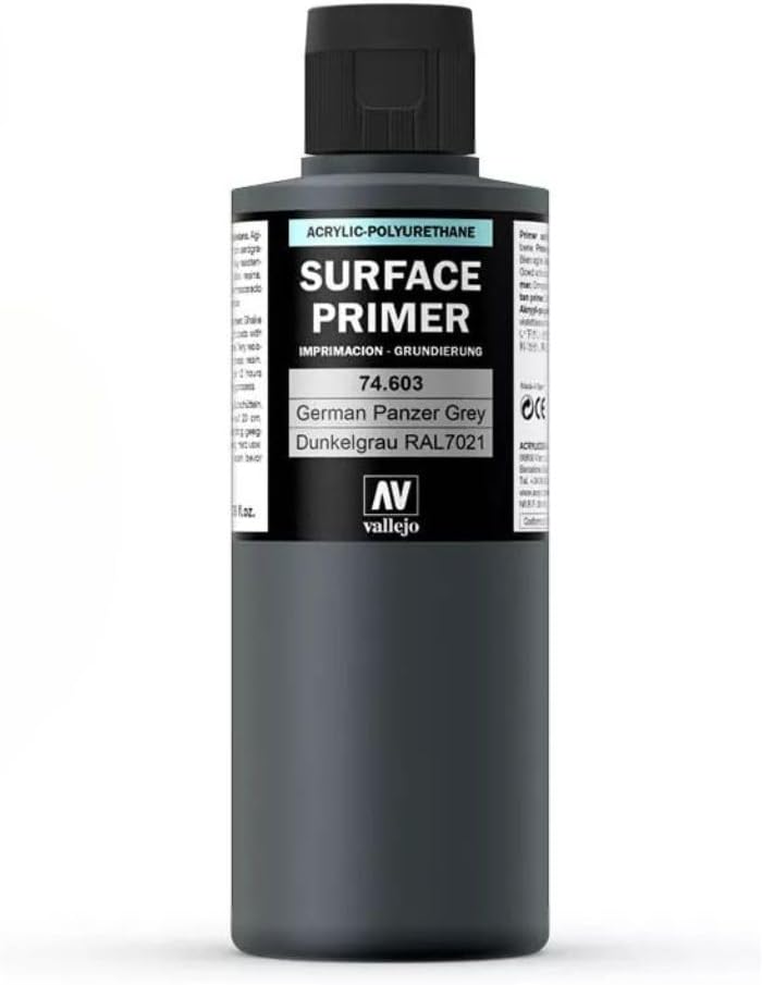 Vallejo Primers Dunkelgrau RAL7021, schnelltrocknende Acrylfarbe für Airbrush, ideal für Modellbau u