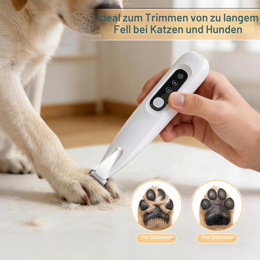 Haustierhaarschneider mit LED-Licht,PawTrim Pro Leise,Mit Ersatzklinge,Kabellos Haustier Rasierer Mi