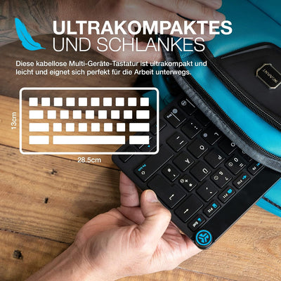 JLab GO Wireless Bluetooth-Tastatur, DE-Layout Mehrere Verbindungsoptionen, Multifunktionaler Medien