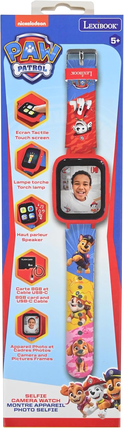 Lexibook, Paw Patrol, Selfie-Kamera-Uhr, HD-Touchscreen, 720p-Kamera, MP3-Player, Eingebauter Lautsp
