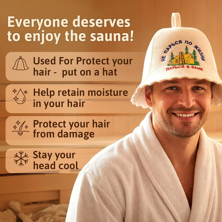 ASKOLD Ukrainische Wolle Saunahut Machen Sie sich keine Sorgen im Leben für Sauna Banya Badehaus,Sau