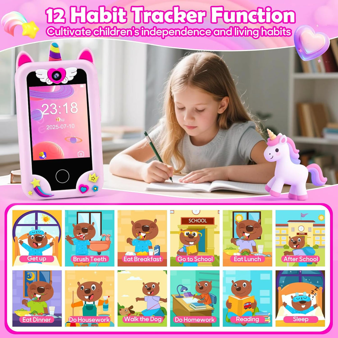 Kinder Handy Smartphone, Kleinkind Einhorn Telefon Spielzeug für 3-8 Jahre alte Mädchen, Kinder Hand