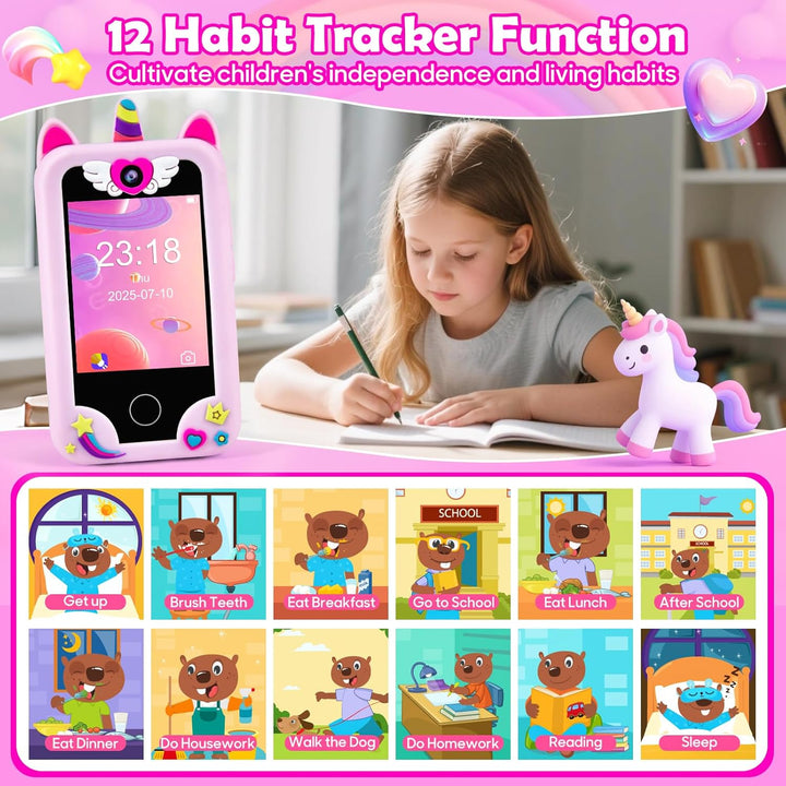 Kinder Handy Smartphone, Kleinkind Einhorn Telefon Spielzeug für 3-8 Jahre alte Mädchen, Kinder Hand