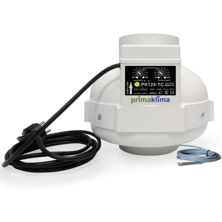 Prima Klima Rohrventilator Temperatur- und Drehzahl gesteuert 400cbm/125mm