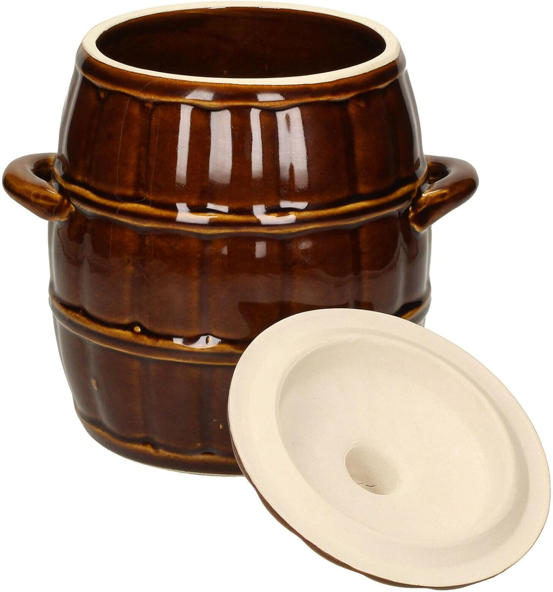 BirnePower Gärtopf Keramik 4,5L – Traditioneller Sauerkrauttopf & Gurkentopf mit Deckel, Steingut Ei
