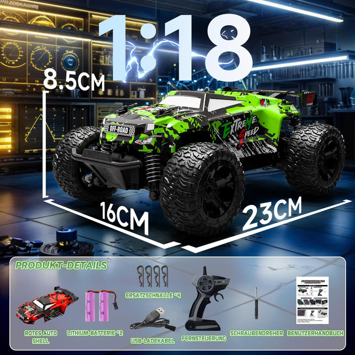 Ferngesteuertes Auto Kinder ab 3 4 5 6 8 Jahre, 1:18 Ferngesteuerter Monstertruck Ferngesteuert Mit