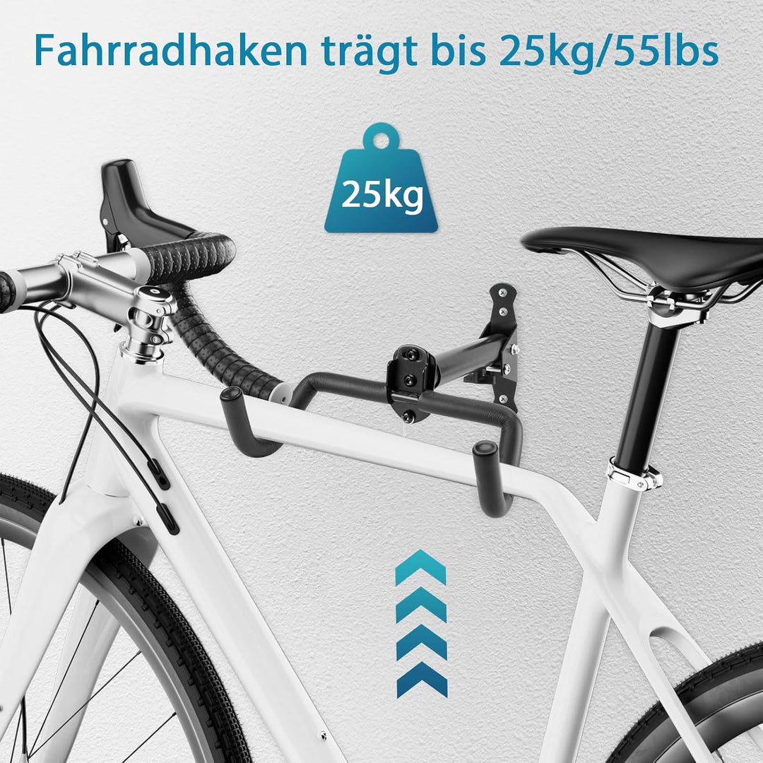 Vousile Bike Fahrradhalter Fahrrad Wandhalterung, Klappbar Einstellbar Wandhaken Garage Haken, Stora