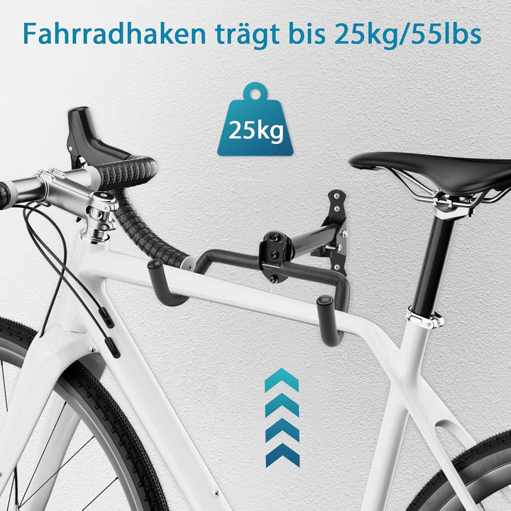 Vousile Bike Fahrradhalter Fahrrad Wandhalterung, Klappbar Einstellbar Wandhaken Garage Haken, Stora