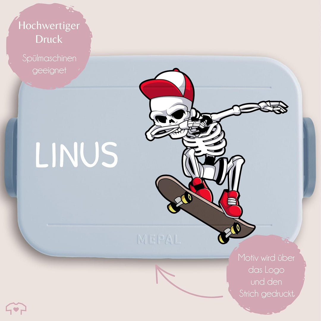 Kinder Bento Box Midi Lunchbox für Mepal Bentobox - Dabbing Skelett Skateboard | Dab Skelett Skater