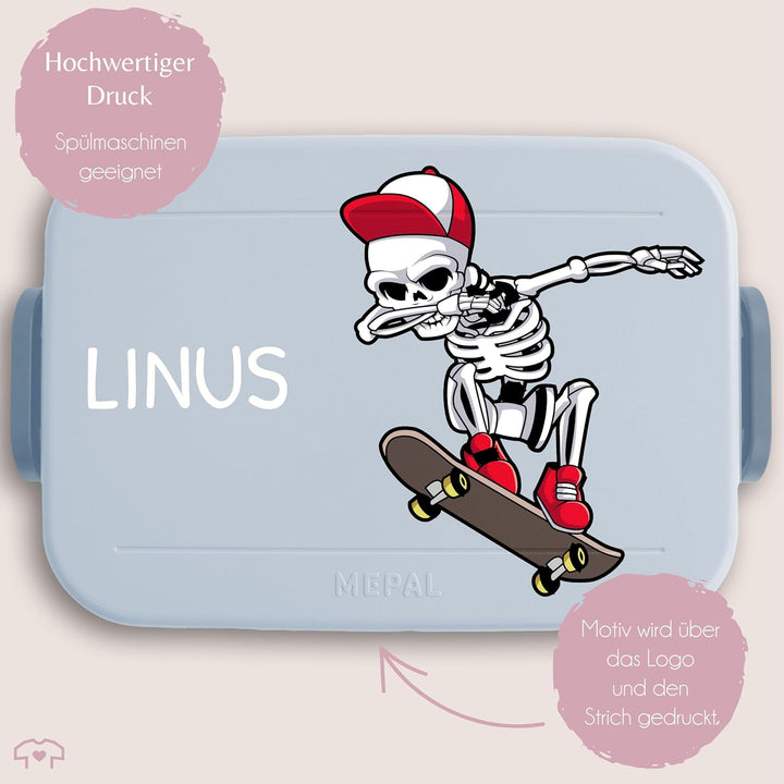 Kinder Bento Box Midi Lunchbox für Mepal Bentobox - Dabbing Skelett Skateboard | Dab Skelett Skater