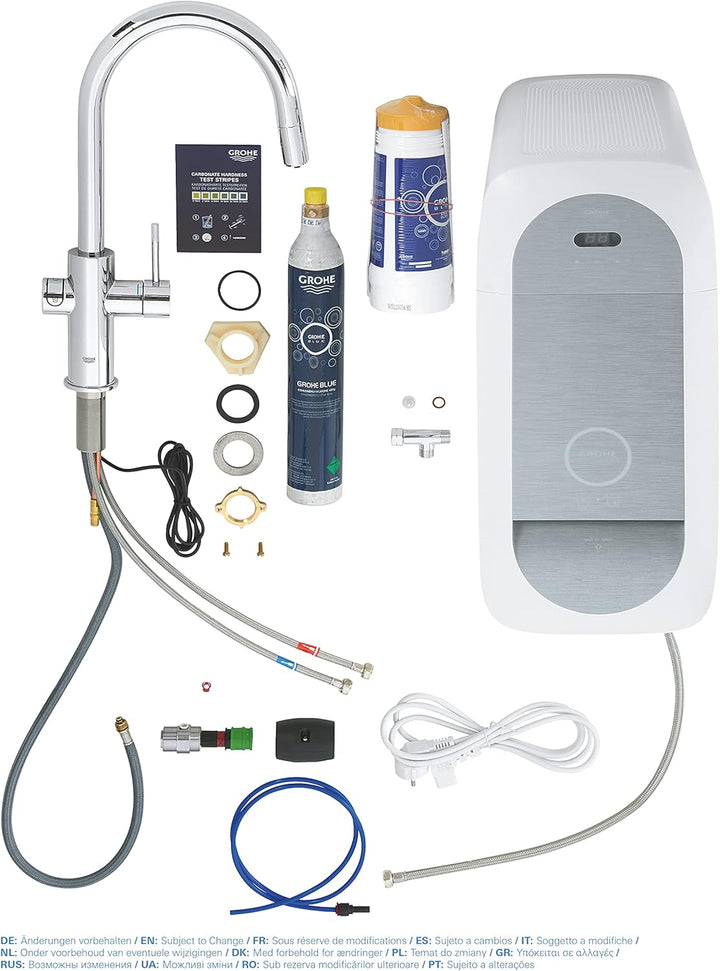GROHE Blue Home - Starter Kit (C- Auslauf, 3 gefilterte und gekühlte Wasserarten, Schwenkbereich 360