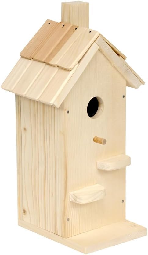 ITA DIY Nistkasten zum Zusammenbauen und Bemalen Skyhaven - Vogelhaus Komplett Bausatz mit Hammer, N