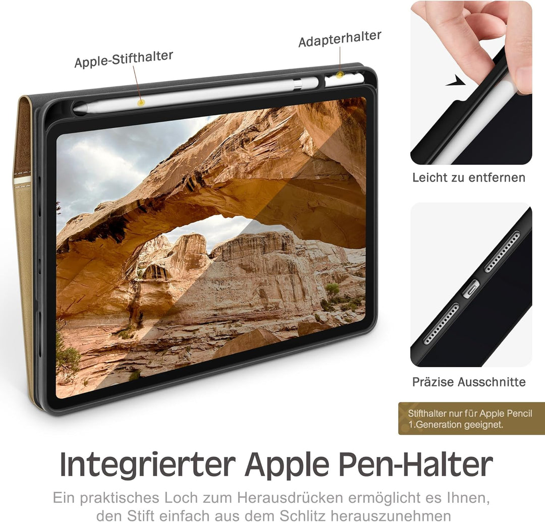 KingBlanc Hülle für iPad 10. Generation 10,9" 2022 mit Stifthalter, Schutzhülle aus veganem Leder, A