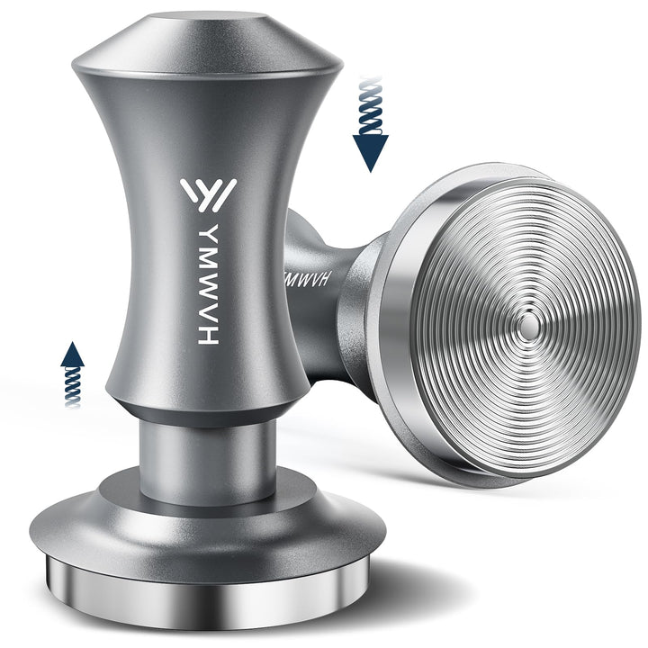 Kaffee Tamper 53.3mm, Edelstahl Espresso Tamper Silbergrau mit 30lbs Anpressdruck, Ripple Base Kaffe