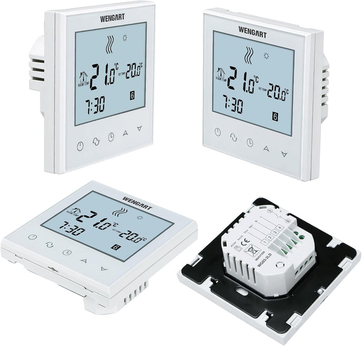 Wengart Programmierbarer Thermostat WG03-2 Touchscreen-Design, AC230V 3A LCD-Display, geeignet für W