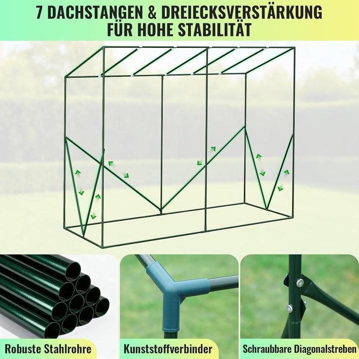 Velway Gewächshaus Tomatengewächshaus Begehbares 200x79x170/141cm | Witterungsschutz Schrägdach Foli