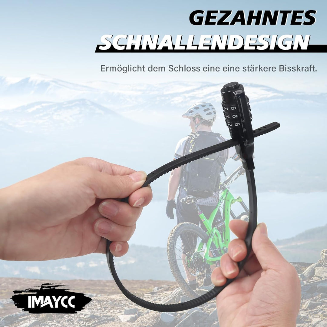 IMAYCC Kabelbinder Schloss mit Zahlencode – Leichtes Fahrradschloss & Zahlenschloss für Helm, Scoote