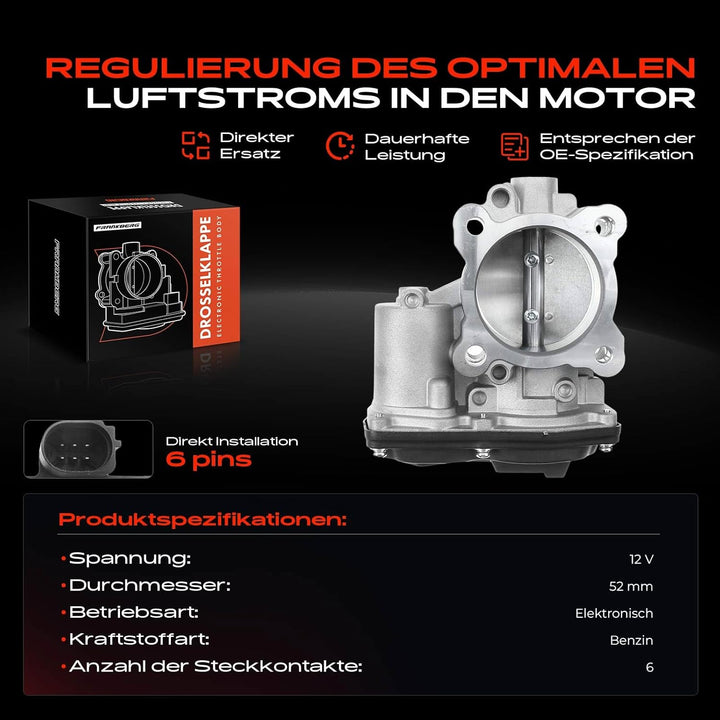 Frankberg 1x Drosselklappe Drosselklappenstutzen Kompatibel mit Ecosport 2013-2021 Focus IV 2018-202