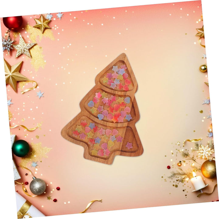 Toyvian Weihnachtsbaum Servierplatte aus Akazienholz Nachhaltiges Langlebiges Snack Vorspeisentablet