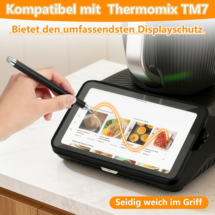 SelfTek 3 Stück Displayschutz für Thermomix TM7 - TM7 Zubehör mit 2 Displayschutz Panzerglas, Siliko